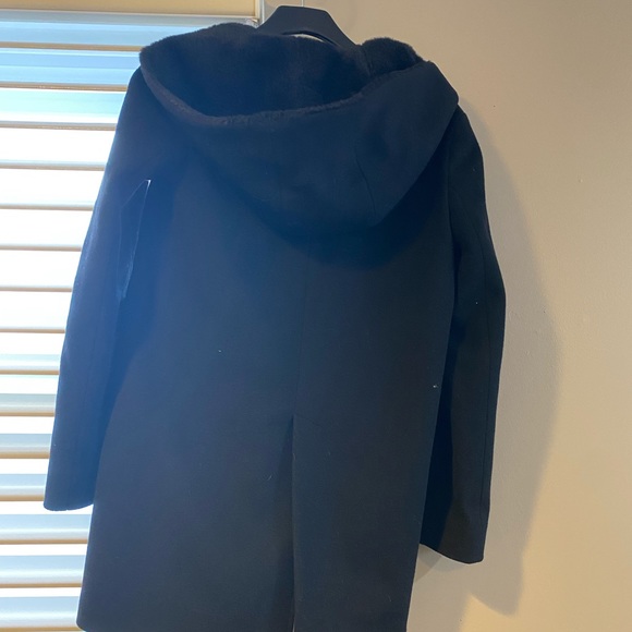 Cinzia Ricca Short black wool/cashmere blend short hooded coat - Picture 9 of 9